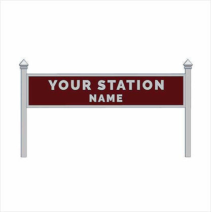 HO Scale Pre-Coloured Single-Sided Personalised Steam-Era Station Name Board - Style 1 - Two Lines of Text