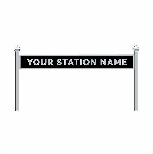 TT Scale Pre-Coloured Double-Sided Personalised Steam-Era Station Name Board - Style 1 - Two Lines of Text