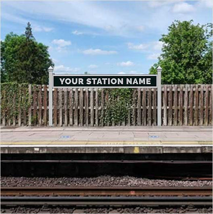 O Scale Pre-Coloured Double-Sided Personalised Steam-Era Station Name Board - Style 1 - One Line of Text