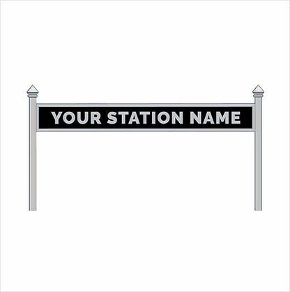 HO Scale Pre-Coloured Single-Sided Personalised Steam-Era Station Name Board - Style 1 - One Line of Text