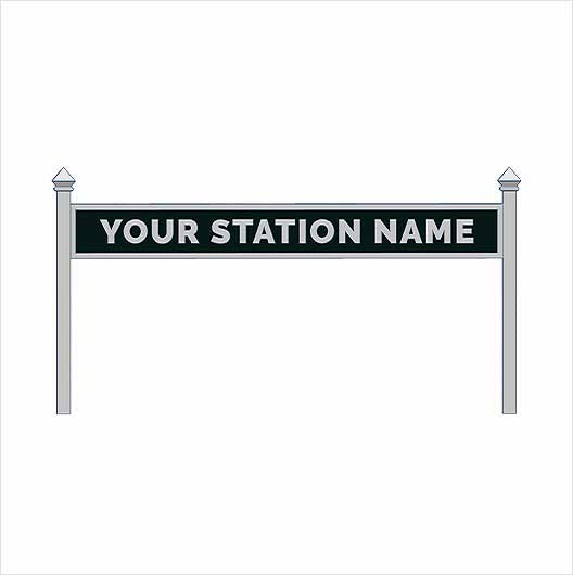 N Scale Pre-Coloured Single-Sided Personalised Steam-Era Station Name Board - Style 1 - One Line of Text