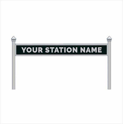 O Scale | Pre-Coloured | Single-Sided Personalised Steam-Era Station Name Board - Style 1 - One Line of Text