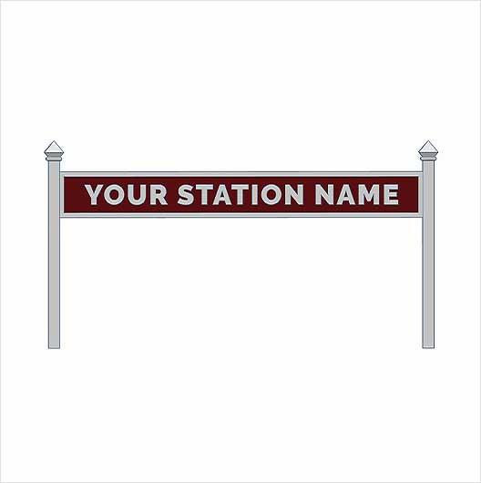 TT Scale Pre-Coloured Double-Sided Personalised Steam-Era Station Name Board - Style 1 - Two Lines of Text