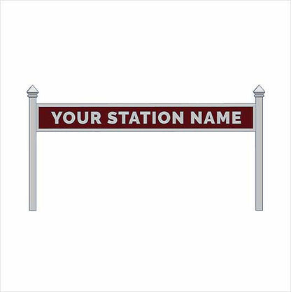 TT Scale Pre-Coloured Double-Sided Personalised Steam-Era Station Name Board - Style 1 - Two Lines of Text