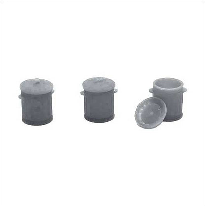 OO Scale | Ready to Paint | Galvanised Metal Bin with Removable Lid