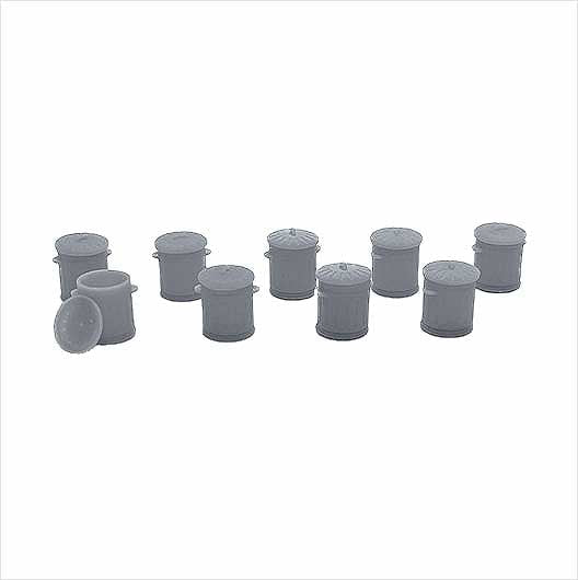 OO Scale | Ready to Paint | Galvanised Metal Bin with Removable Lid