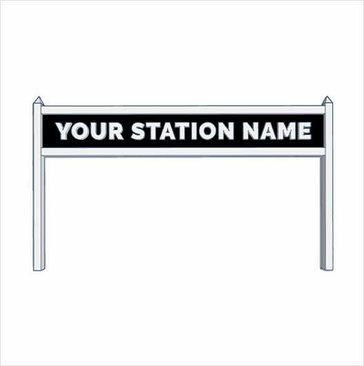 TT Scale | Pre-Coloured | Single-Sided Personalised Steam-Era Station Name Board - Style 2 - One Line of Text