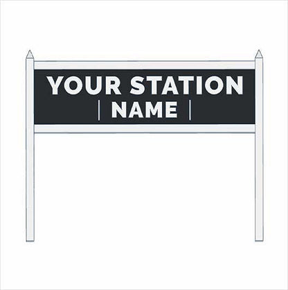HO Scale | Pre-Coloured | Double-Sided Personalised Steam-Era Station Name Board - Style 2 - Two Lines of Text