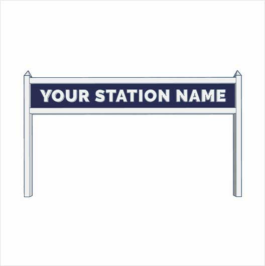 HO Scale Pre-Coloured Single-Sided Personalised Steam-Era Station Name Board - Style 2 - One Line of Text