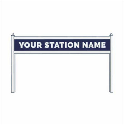 HO Scale Pre-Coloured Single-Sided Personalised Steam-Era Station Name Board - Style 2 - One Line of Text