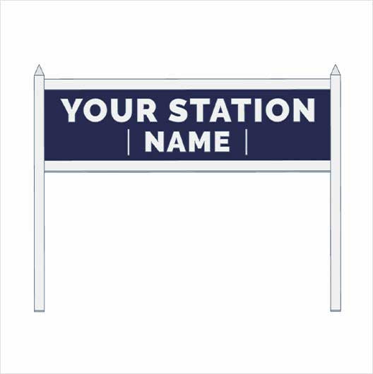 HO Scale Pre-Coloured Single-Sided Personalised Steam-Era Station Name Board - Style 2 - Two Lines of Text