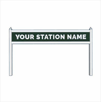 HO Scale Pre-Coloured Single-Sided Personalised Steam-Era Station Name Board - Style 2 - One Line of Text