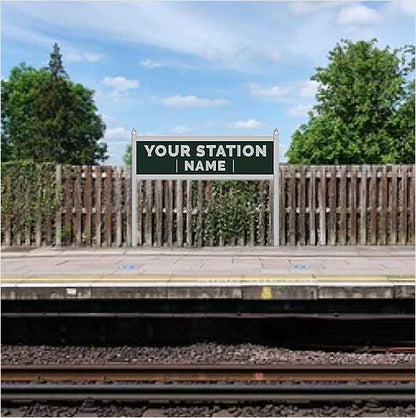 TT Scale Pre-Coloured Single-Sided Personalised Steam-Era Station Name Board - Style 2 - Two Lines of Text