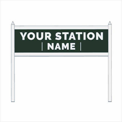 TT Scale Pre-Coloured Single-Sided Personalised Steam-Era Station Name Board - Style 2 - Two Lines of Text