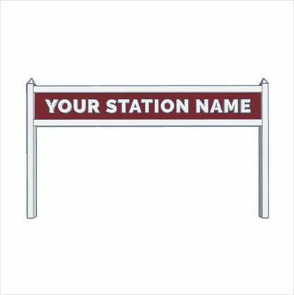 HO Scale Pre-Coloured Single-Sided Personalised Steam-Era Station Name Board - Style 2 - One Line of Text