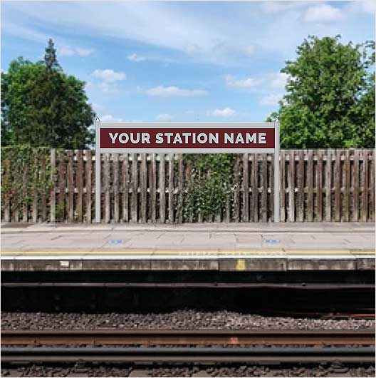 O Scale Pre-Coloured Double-Sided Personalised Steam-Era Station Name Board - Style 2 - One Line of Text