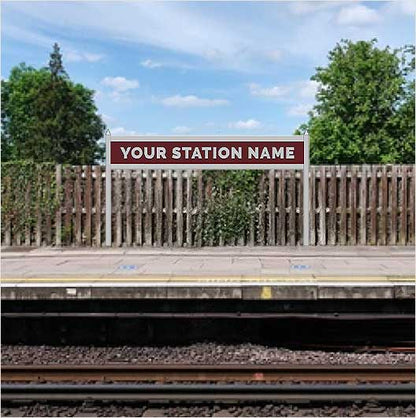 HO Scale Pre-Coloured Double-Sided Personalised Steam-Era Station Name Board - Style 2 - One Line of Text