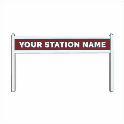 O Scale | Pre-Coloured | Single-Sided Personalised Steam-Era Station Name Board - Style 2 - One Line of Text
