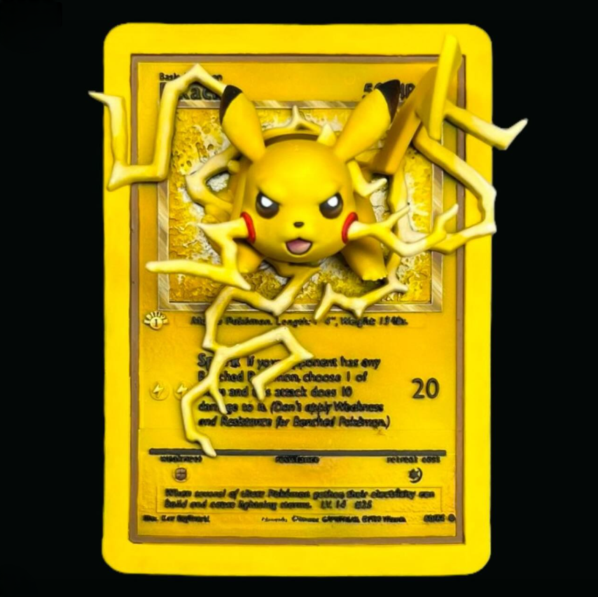 Pikachu - 3D Printed Pokemon Card Wall Hanger | Fan Art | Pokemon TCG | Resin Model | ABC3D Models