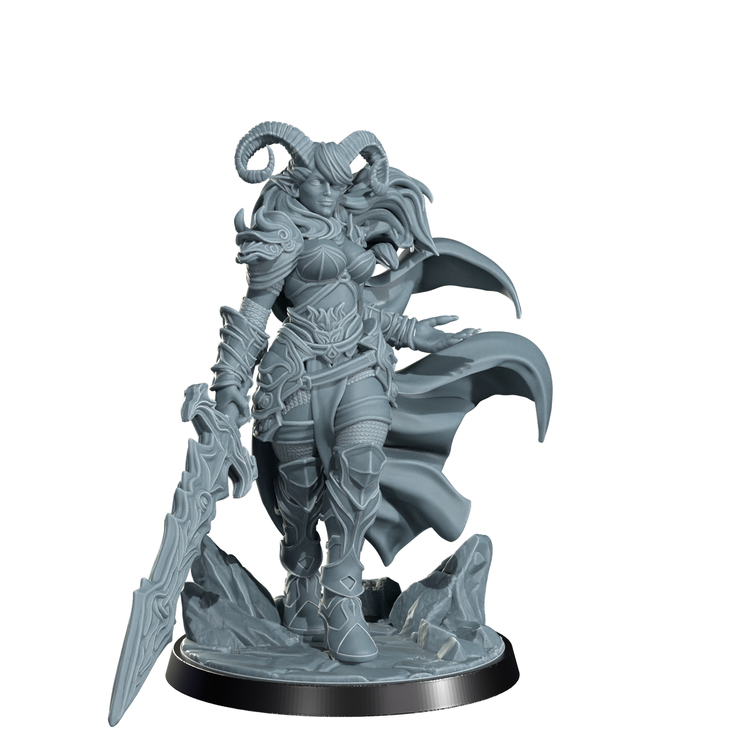 Kaela The Infernal Blade, Tiefling Warrior | Dungeons and Damsels | Cosmondo | 28mm, 32mm, 75mm | Dungeons & Dragons | TTRPG | RPG | Resin