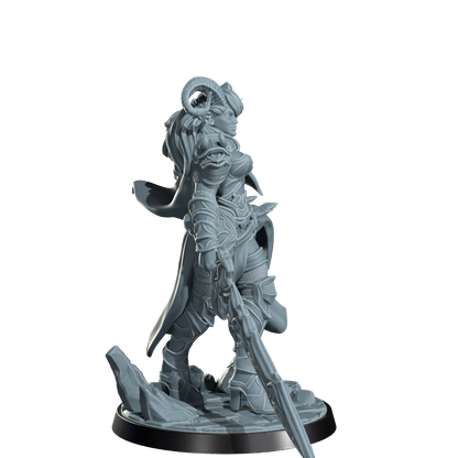 Kaela The Infernal Blade, Tiefling Warrior | Dungeons and Damsels | Cosmondo | 28mm, 32mm, 75mm | Dungeons & Dragons | TTRPG | RPG | Resin
