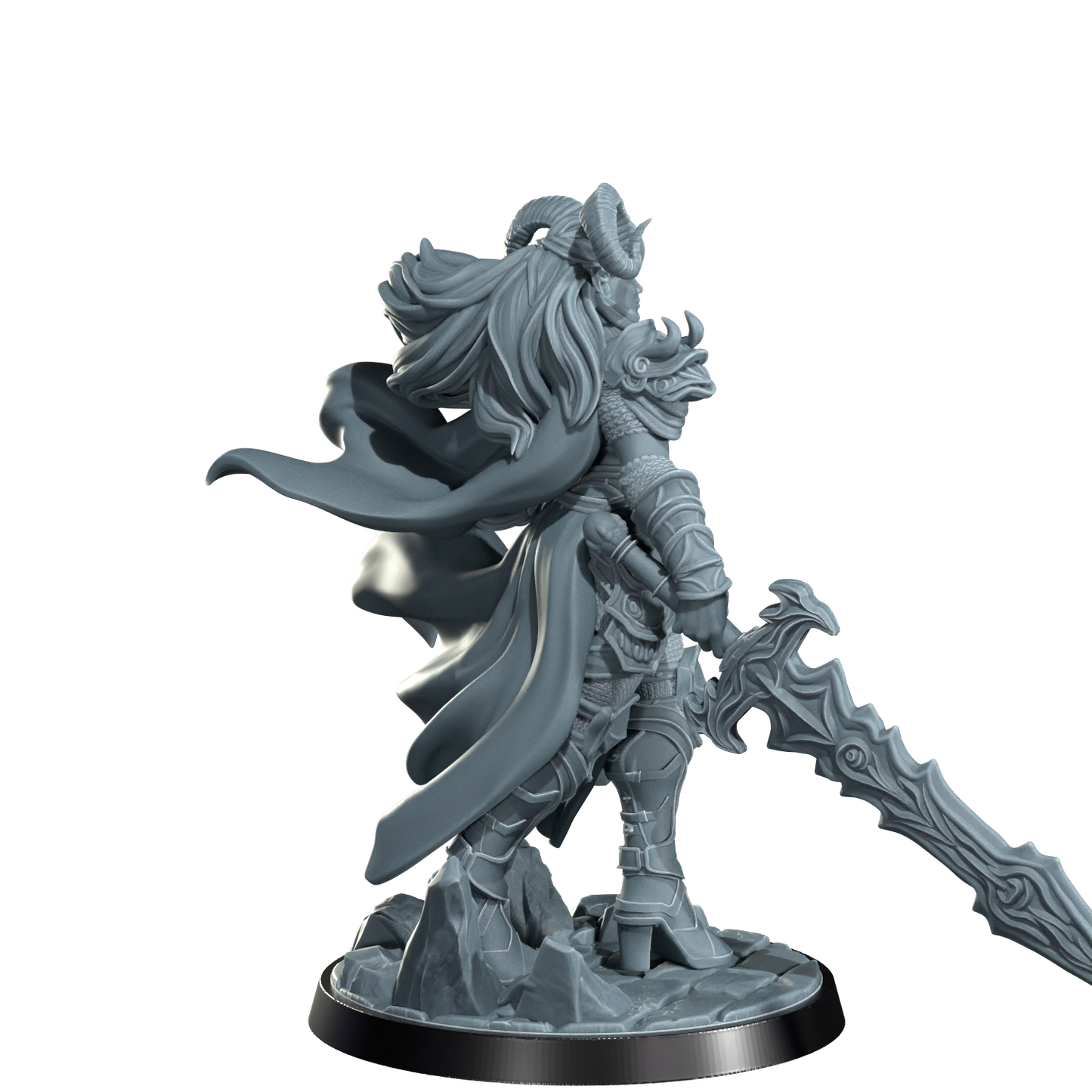 Kaela The Infernal Blade, Tiefling Warrior | Dungeons and Damsels | Cosmondo | 28mm, 32mm, 75mm | Dungeons & Dragons | TTRPG | RPG | Resin