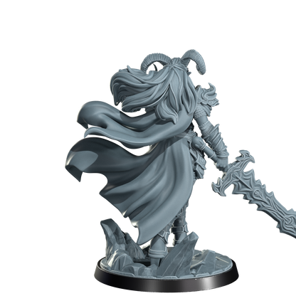 Kaela The Infernal Blade, Tiefling Warrior | Dungeons and Damsels | Cosmondo | 28mm, 32mm, 75mm | Dungeons & Dragons | TTRPG | RPG | Resin