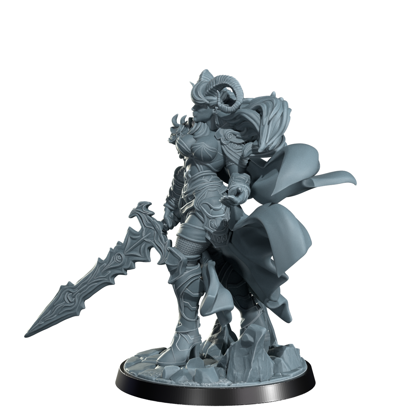 Kaela The Infernal Blade, Tiefling Warrior | Dungeons and Damsels | Cosmondo | 28mm, 32mm, 75mm | Dungeons & Dragons | TTRPG | RPG | Resin