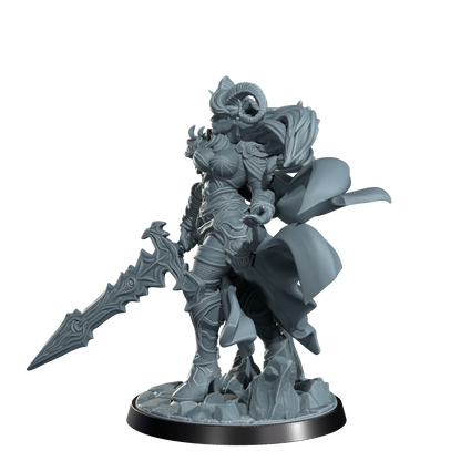 Kaela The Infernal Blade, Tiefling Warrior | Dungeons and Damsels | Cosmondo | 28mm, 32mm, 75mm | Dungeons & Dragons | TTRPG | RPG | Resin