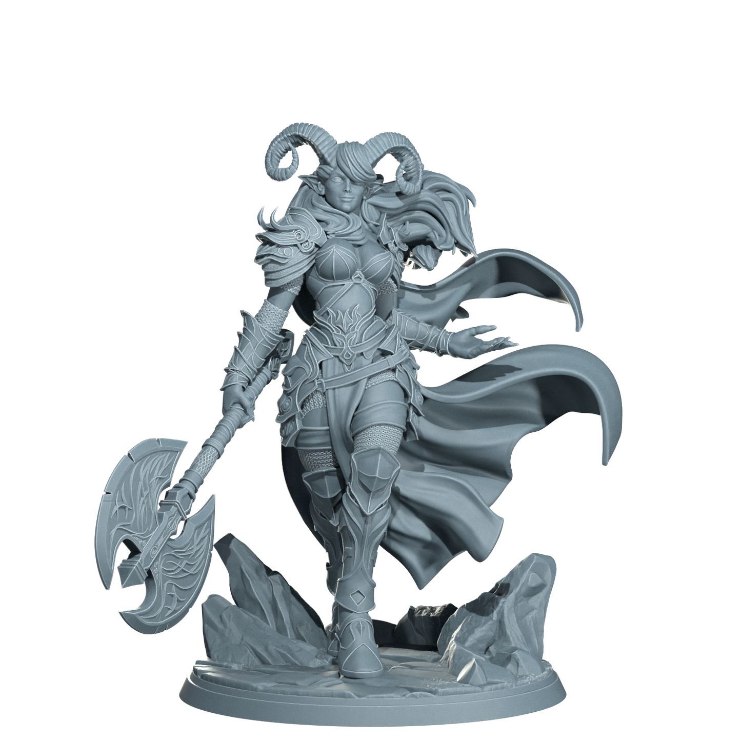 Kaela The Infernal Blade, Tiefling Warrior | Dungeons and Damsels | Cosmondo | 28mm, 32mm, 75mm | Dungeons & Dragons | TTRPG | RPG | Resin