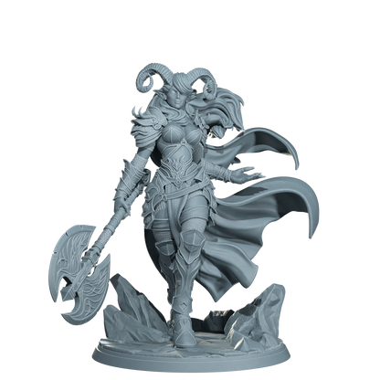 Kaela The Infernal Blade, Tiefling Warrior | Dungeons and Damsels | Cosmondo | 28mm, 32mm, 75mm | Dungeons & Dragons | TTRPG | RPG | Resin