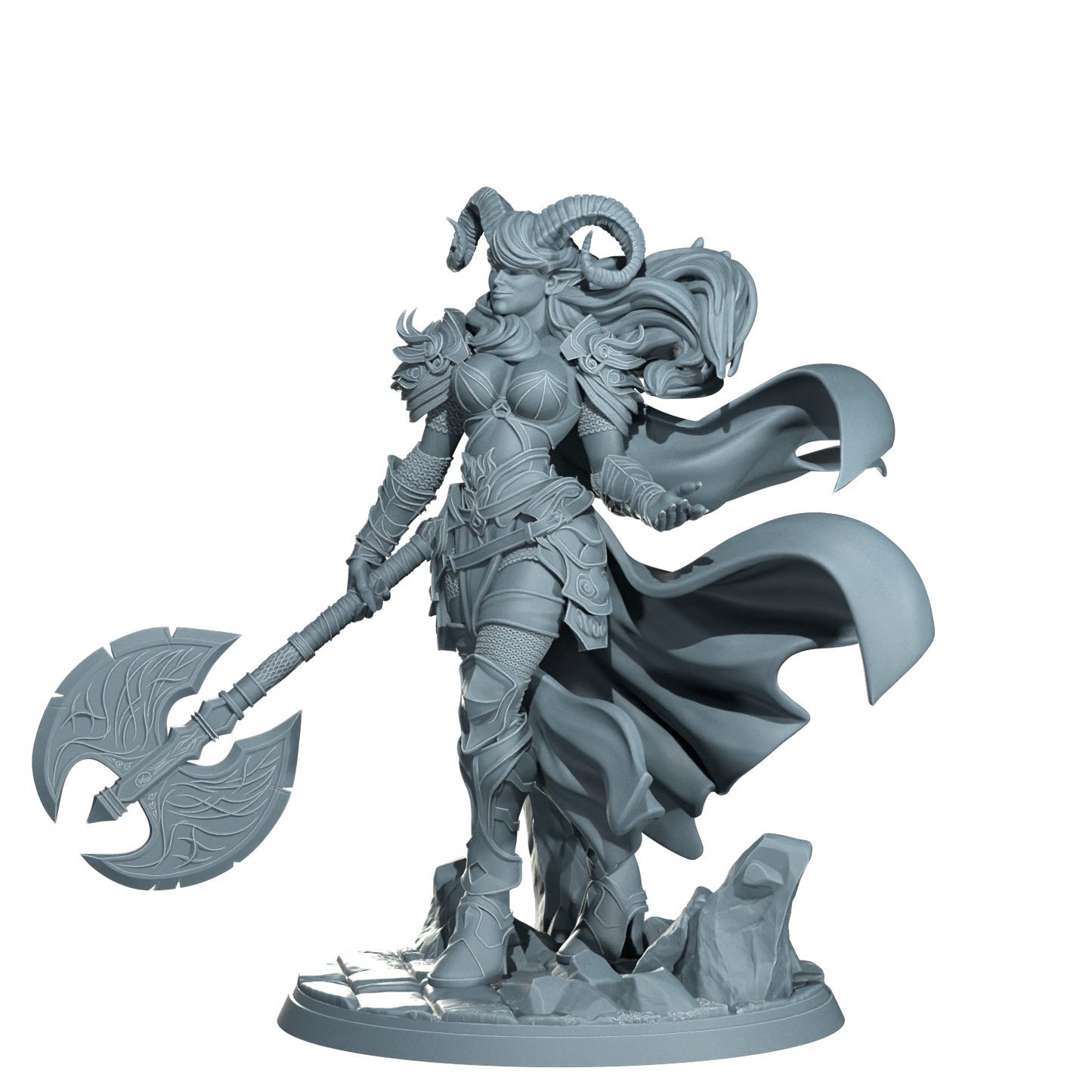 Kaela The Infernal Blade, Tiefling Warrior | Dungeons and Damsels | Cosmondo | 28mm, 32mm, 75mm | Dungeons & Dragons | TTRPG | RPG | Resin