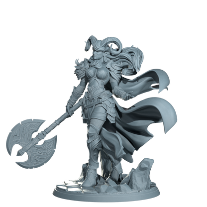 Kaela The Infernal Blade, Tiefling Warrior | Dungeons and Damsels | Cosmondo | 28mm, 32mm, 75mm | Dungeons & Dragons | TTRPG | RPG | Resin