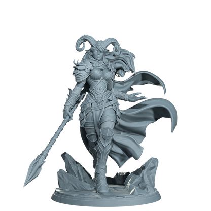 Kaela The Infernal Blade, Tiefling Warrior | Dungeons and Damsels | Cosmondo | 28mm, 32mm, 75mm | Dungeons & Dragons | TTRPG | RPG | Resin