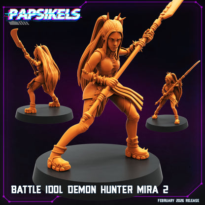 KPop Demon Hunters fanart Mira 2 Papsikels cyberpunk resin miniature in battle pose with polearm