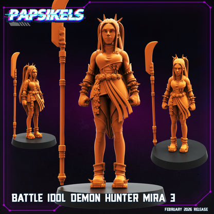 KPop Demon Hunters fanart Mira 3 Papsikels cyberpunk resin miniature with polearm