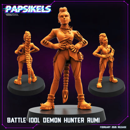 KPop Demon Hunters fanart Rumi Papsikels cyberpunk resin miniature standing pose