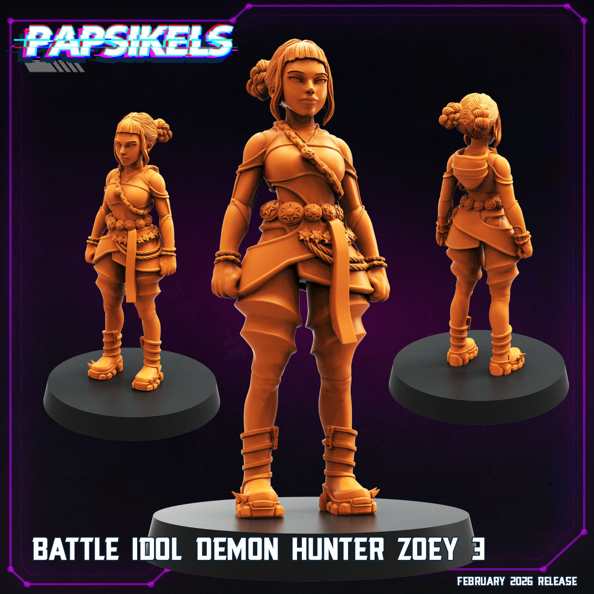 KPop Demon Hunters fanart Zoey 3 Papsikels cyberpunk resin miniature alternate standing pose