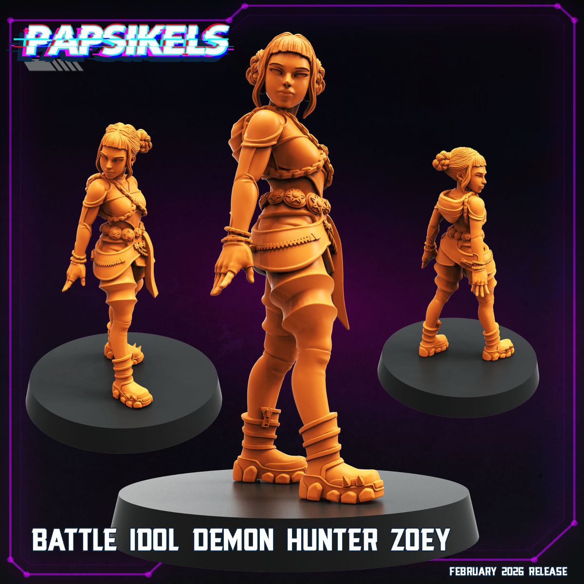 KPop Demon Hunters fanart Zoey Papsikels cyberpunk resin miniature standing pose
