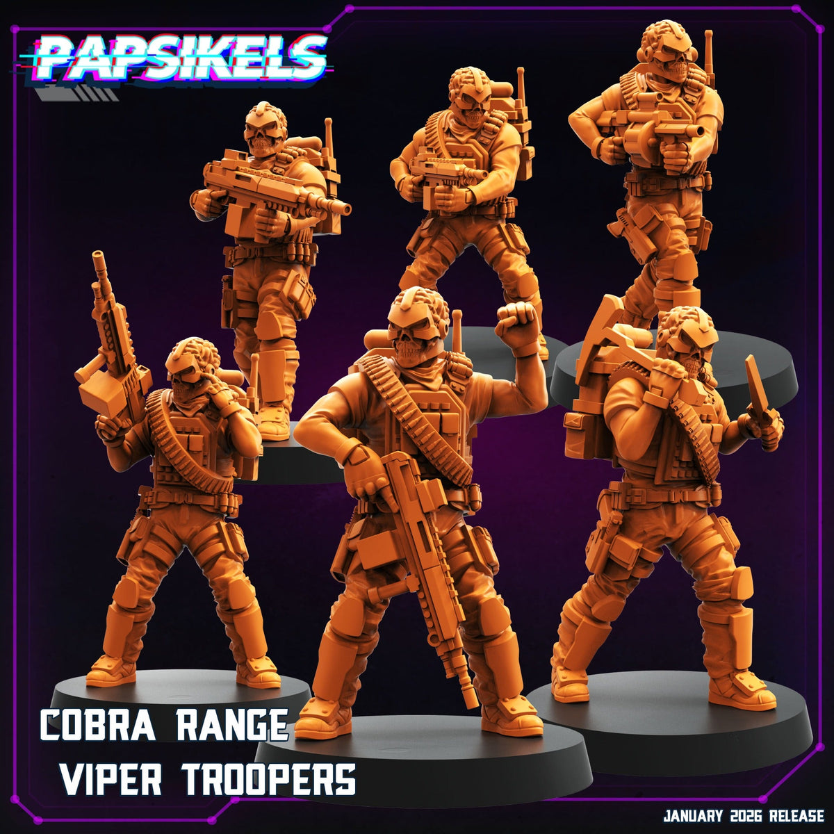 Cobra Range Viper Troopers complete set of six Papsikels cyberpunk resin miniatures