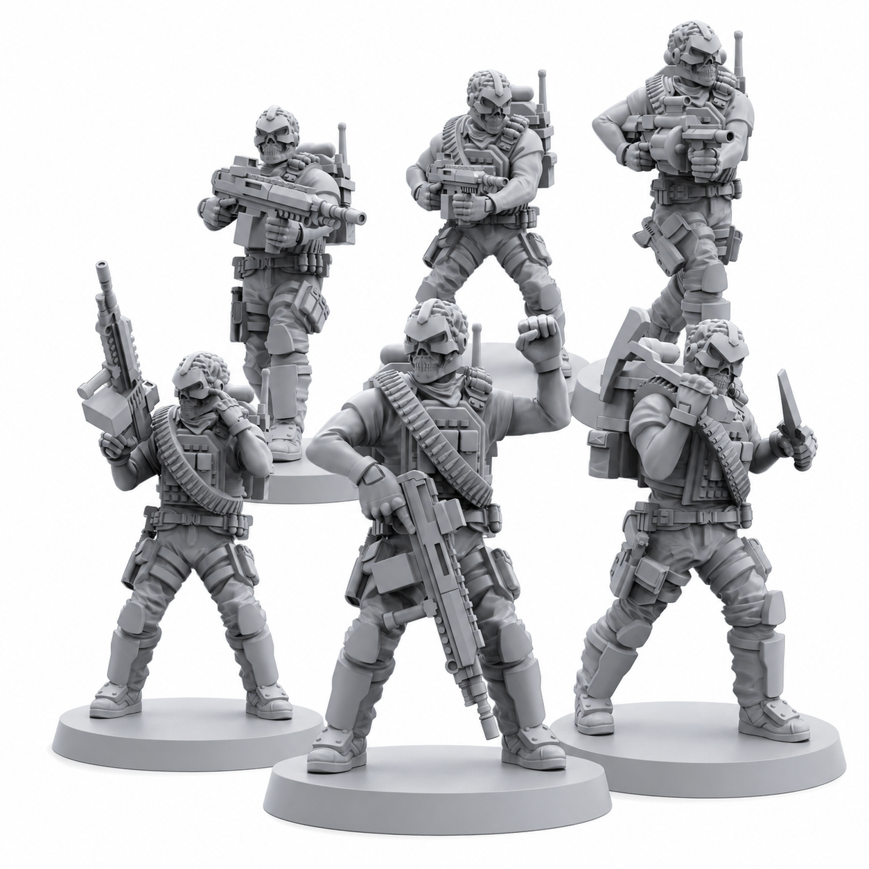 Cobra Range Viper Troopers complete six-model cyberpunk miniature squad on white background