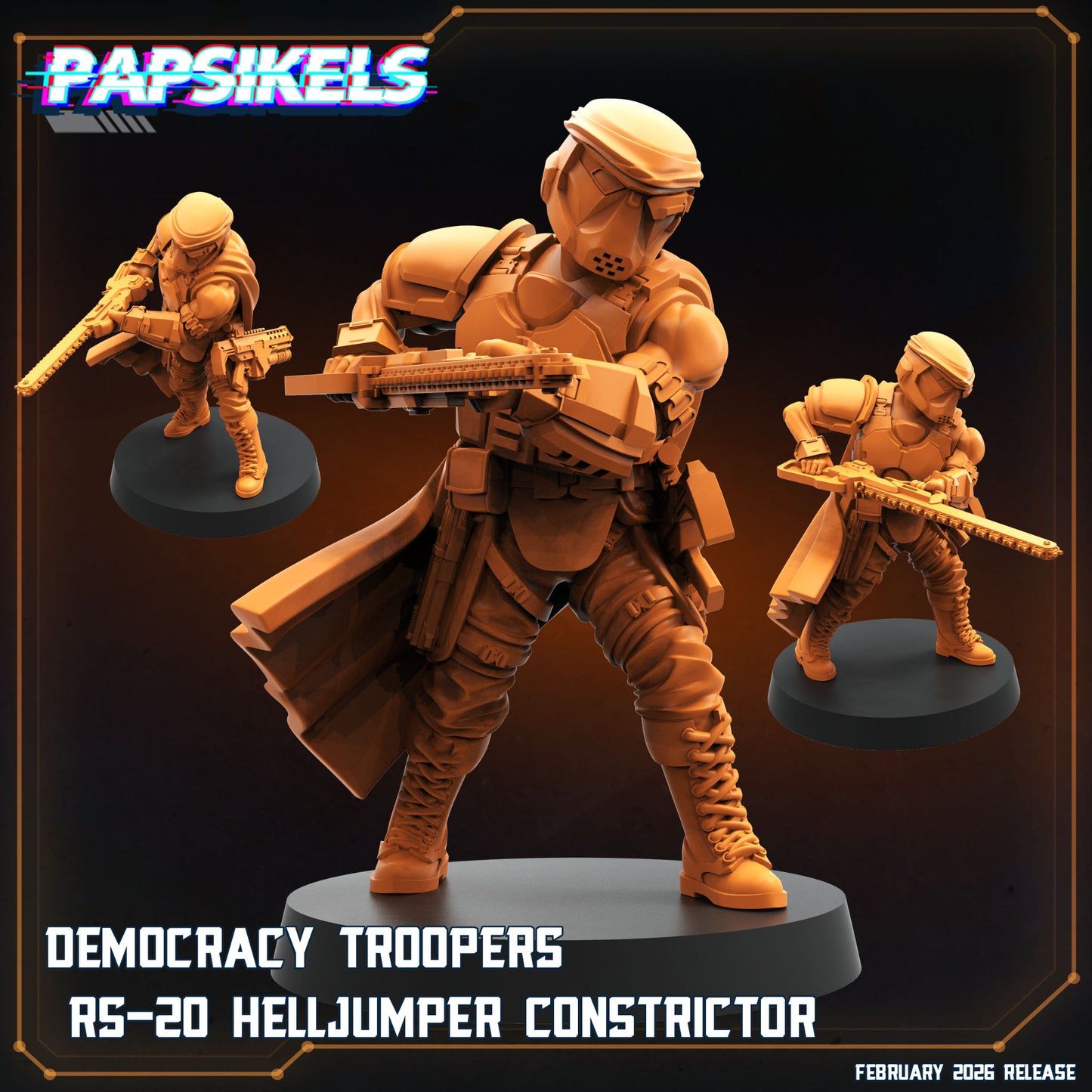 Democracy Trooper RS-20 Helljumper Constrictor Papsikels sci-fi resin miniature with futuristic weapon