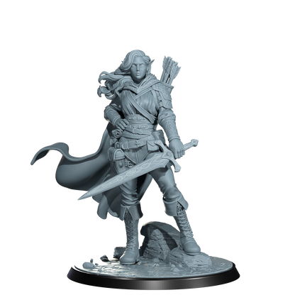 Arannis Windwhisper, Elven Ranger | Dungeons and Damsels | Cosmondo | 28mm, 32mm, 75mm | Dungeons & Dragons | TTRPG | RPG | Resin