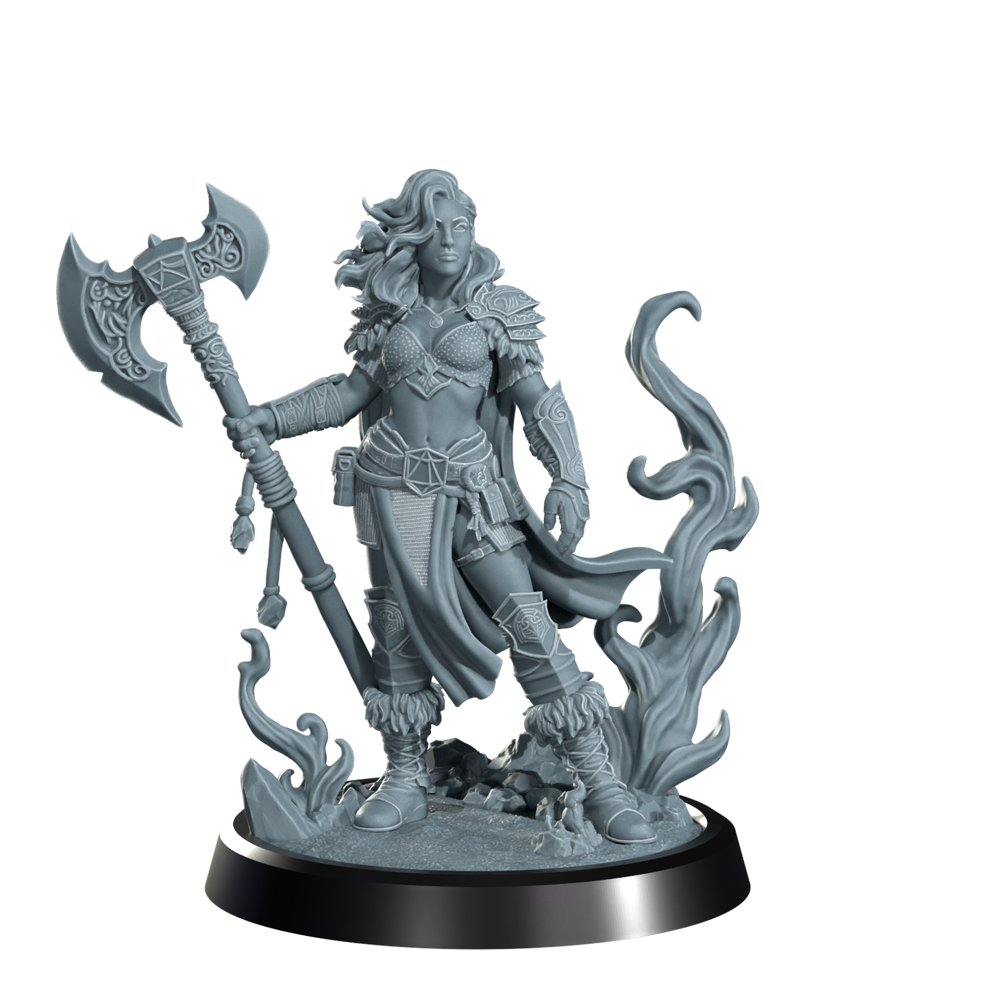 Ignara Flameborn, Fire Genasi Barbarian | Dungeons and Damsels | Cosmondo | 28mm, 32mm, 75mm | Dungeons & Dragons | TTRPG | RPG | Resin