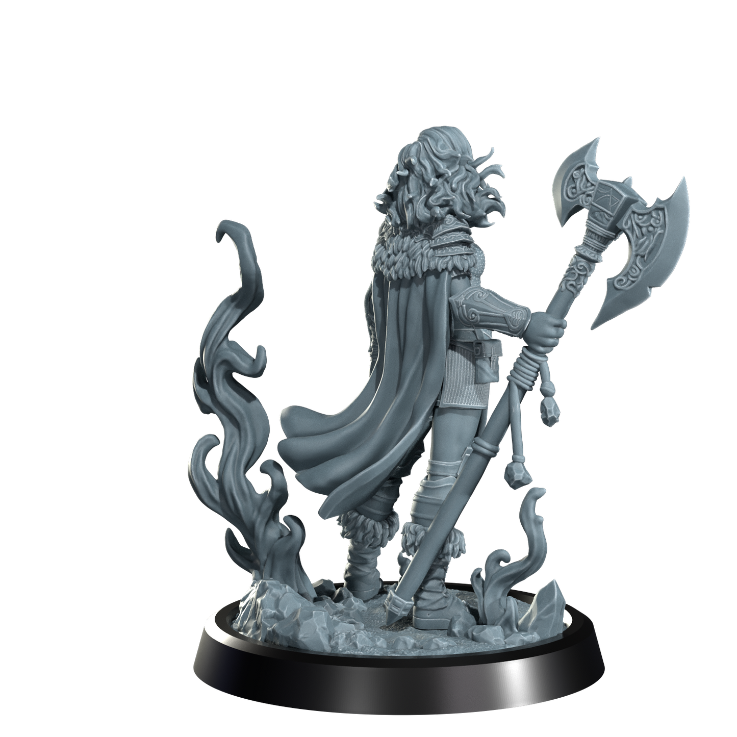 Ignara Flameborn, Fire Genasi Barbarian | Dungeons and Damsels | Cosmondo | 28mm, 32mm, 75mm | Dungeons & Dragons | TTRPG | RPG | Resin