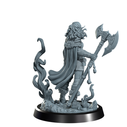 Ignara Flameborn, Fire Genasi Barbarian | Dungeons and Damsels | Cosmondo | 28mm, 32mm, 75mm | Dungeons & Dragons | TTRPG | RPG | Resin