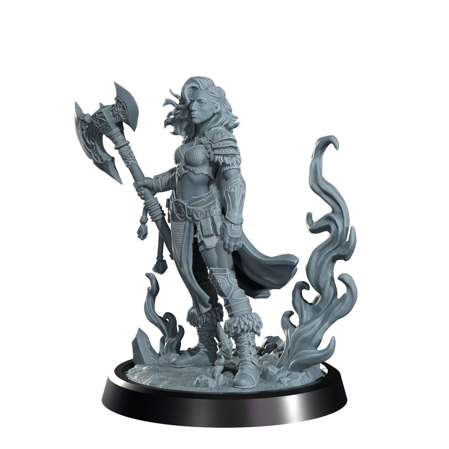 Ignara Flameborn, Fire Genasi Barbarian | Dungeons and Damsels | Cosmondo | 28mm, 32mm, 75mm | Dungeons & Dragons | TTRPG | RPG | Resin
