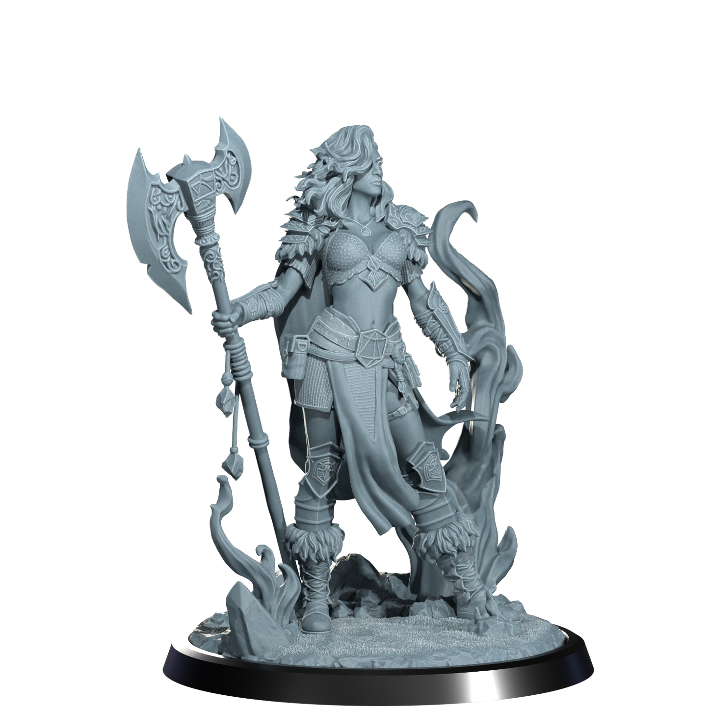 Ignara Flameborn, Fire Genasi Barbarian | Dungeons and Damsels | Cosmondo | 28mm, 32mm, 75mm | Dungeons & Dragons | TTRPG | RPG | Resin