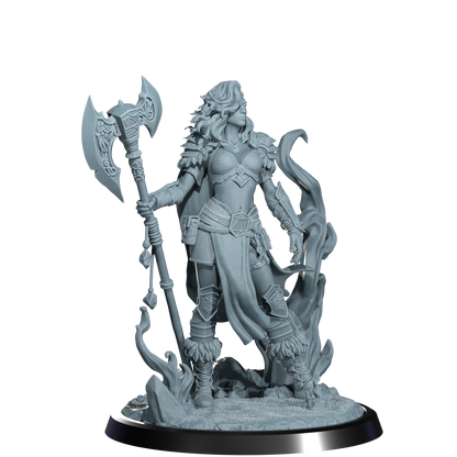Ignara Flameborn, Fire Genasi Barbarian | Dungeons and Damsels | Cosmondo | 28mm, 32mm, 75mm | Dungeons & Dragons | TTRPG | RPG | Resin
