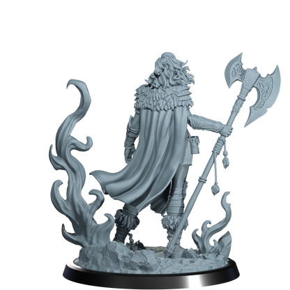 Ignara Flameborn, Fire Genasi Barbarian | Dungeons and Damsels | Cosmondo | 28mm, 32mm, 75mm | Dungeons & Dragons | TTRPG | RPG | Resin